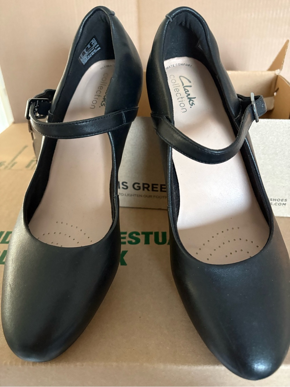 Clarks Black Mary Jane Heel Pumps
